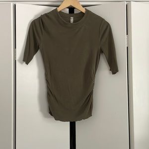 Green free people shirt with scrunched sides